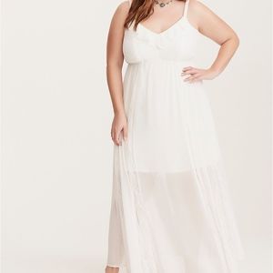 Torrid | Chiffon Lace inset V-Neck Maxi Dress